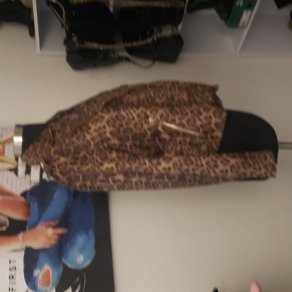 NWT Tahari Brown Faux Suede Leopard Print Moto Biker Jacket Size S - Picture 10 of 12